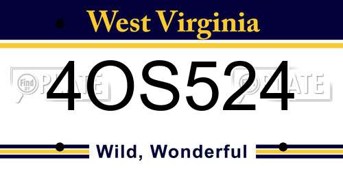 4OS524 West Virginia License Plate