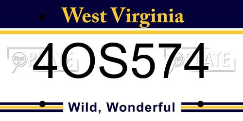4OS574 West Virginia License Plate