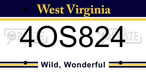 4OS824 West Virginia License Plate