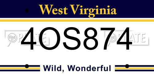 4OS874 West Virginia License Plate