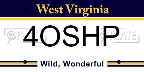 4OSHP West Virginia License Plate