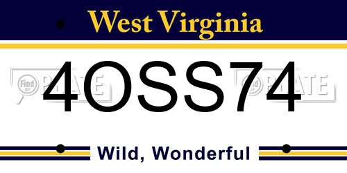 4OSS74 West Virginia License Plate