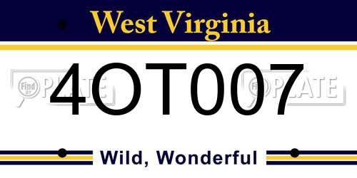 4OT007 West Virginia License Plate