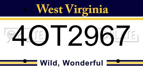 4OT2967 West Virginia License Plate