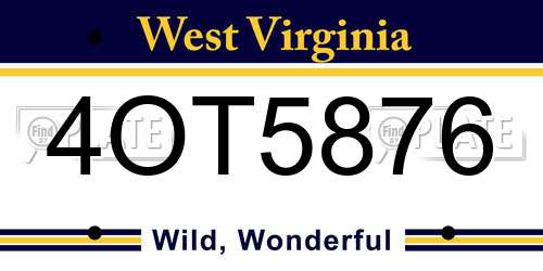 4OT5876 West Virginia License Plate