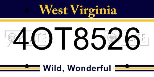 4OT8526 West Virginia License Plate