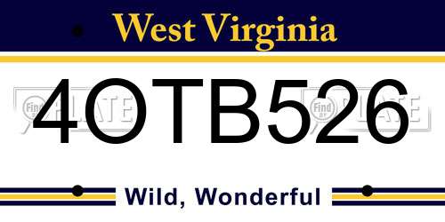 4OTB526 West Virginia License Plate