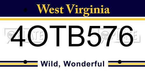 4OTB576 West Virginia License Plate