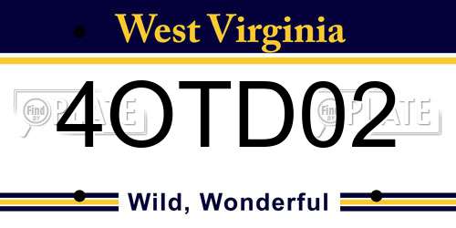 4OTD02 West Virginia License Plate