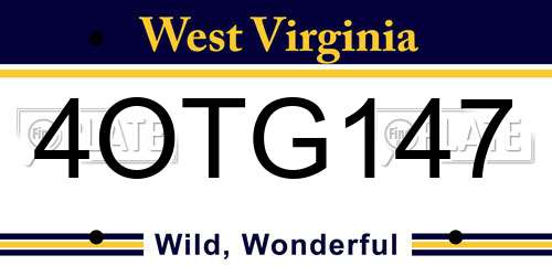 4OTG147 West Virginia License Plate