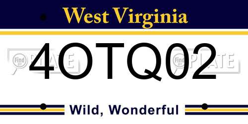 4OTQ02 West Virginia License Plate