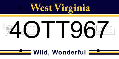 4OTT967 West Virginia License Plate