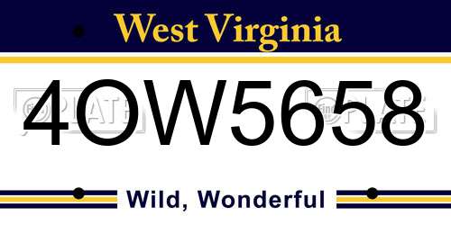 4OW5658 West Virginia License Plate