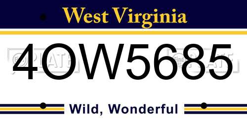 4OW5685 West Virginia License Plate