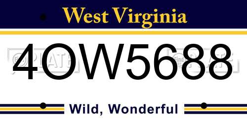 4OW5688 West Virginia License Plate
