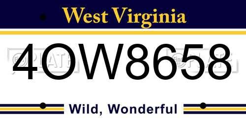 4OW8658 West Virginia License Plate
