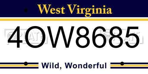 4OW8685 West Virginia License Plate