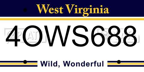 4OWS688 West Virginia License Plate