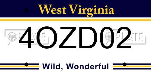 4OZD02 West Virginia License Plate