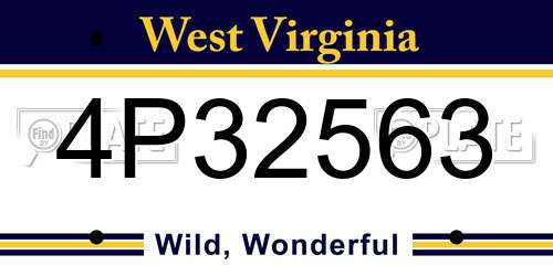 4P32563 West Virginia License Plate