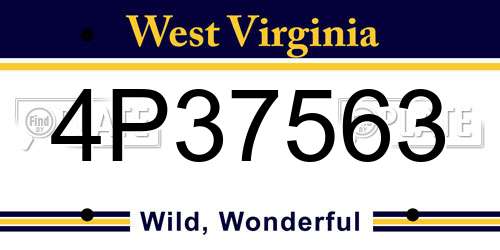 4P37563 West Virginia License Plate