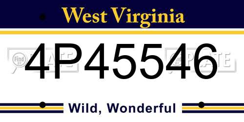 4P45546 West Virginia License Plate