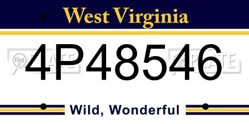 4P48546 West Virginia License Plate