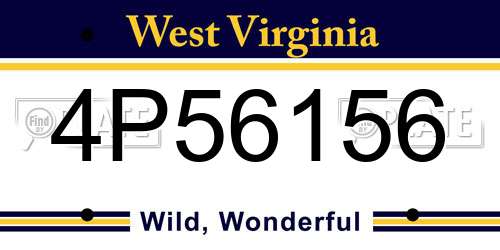 4P56156 West Virginia License Plate