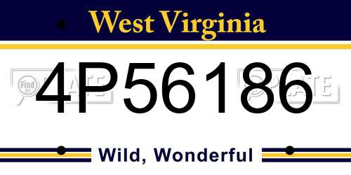 4P56186 West Virginia License Plate