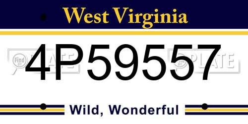 4P59557 West Virginia License Plate
