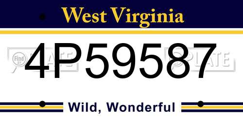 4P59587 West Virginia License Plate