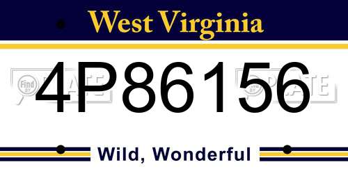 4P86156 West Virginia License Plate