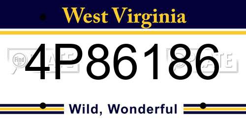 4P86186 West Virginia License Plate