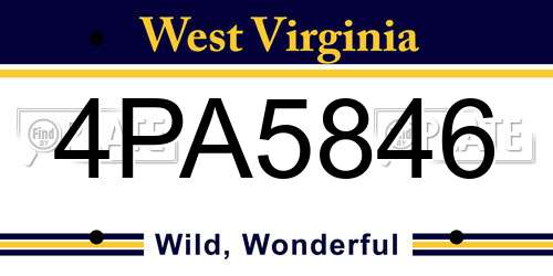 4PA5846 West Virginia License Plate