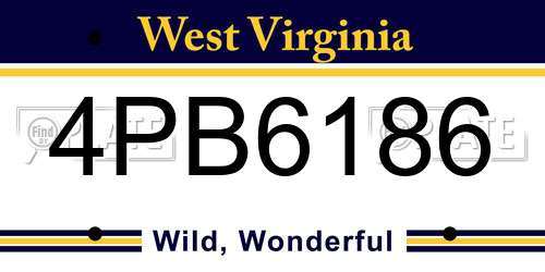 4PB6186 West Virginia License Plate