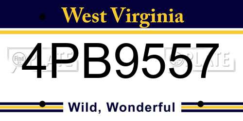 4PB9557 West Virginia License Plate