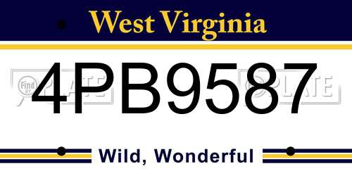 4PB9587 West Virginia License Plate