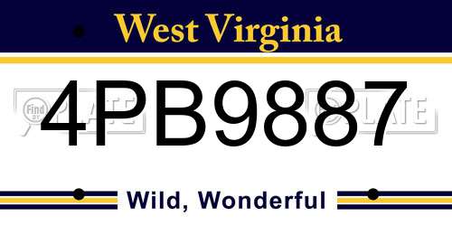 4PB9887 West Virginia License Plate