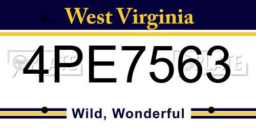 4PE7563 West Virginia License Plate