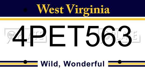 4PET563 West Virginia License Plate