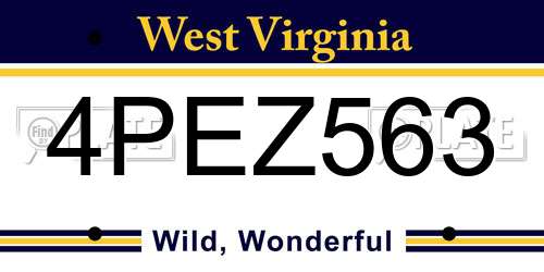 4PEZ563 West Virginia License Plate