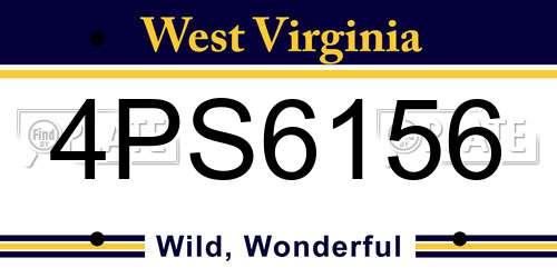 4PS6156 West Virginia License Plate