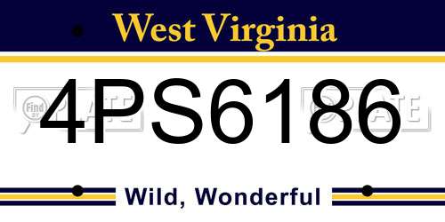 4PS6186 West Virginia License Plate
