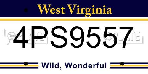 4PS9557 West Virginia License Plate
