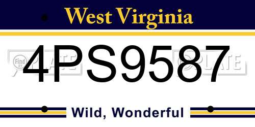 4PS9587 West Virginia License Plate