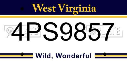 4PS9857 West Virginia License Plate