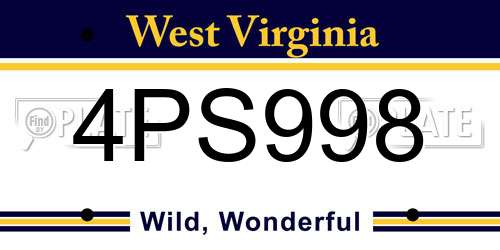 4PS998 West Virginia License Plate