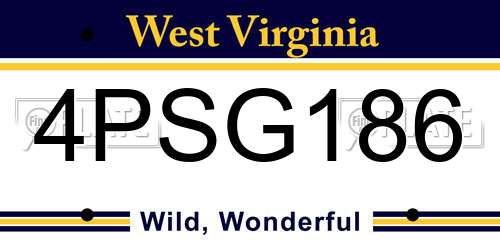 4PSG186 West Virginia License Plate