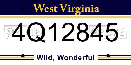 4Q12845 West Virginia License Plate