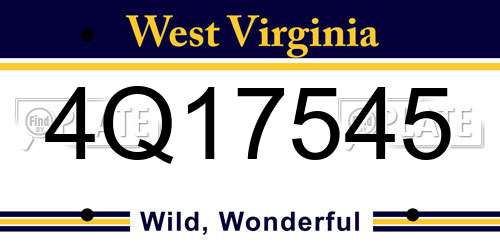 4Q17545 West Virginia License Plate